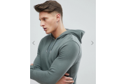 River Island Hoodie With Zip Detail In Khaki